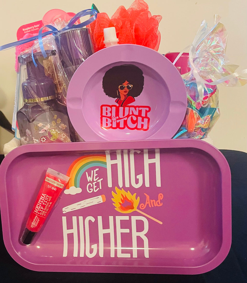 Customized 4/20 female medium gift basket with curated items for women