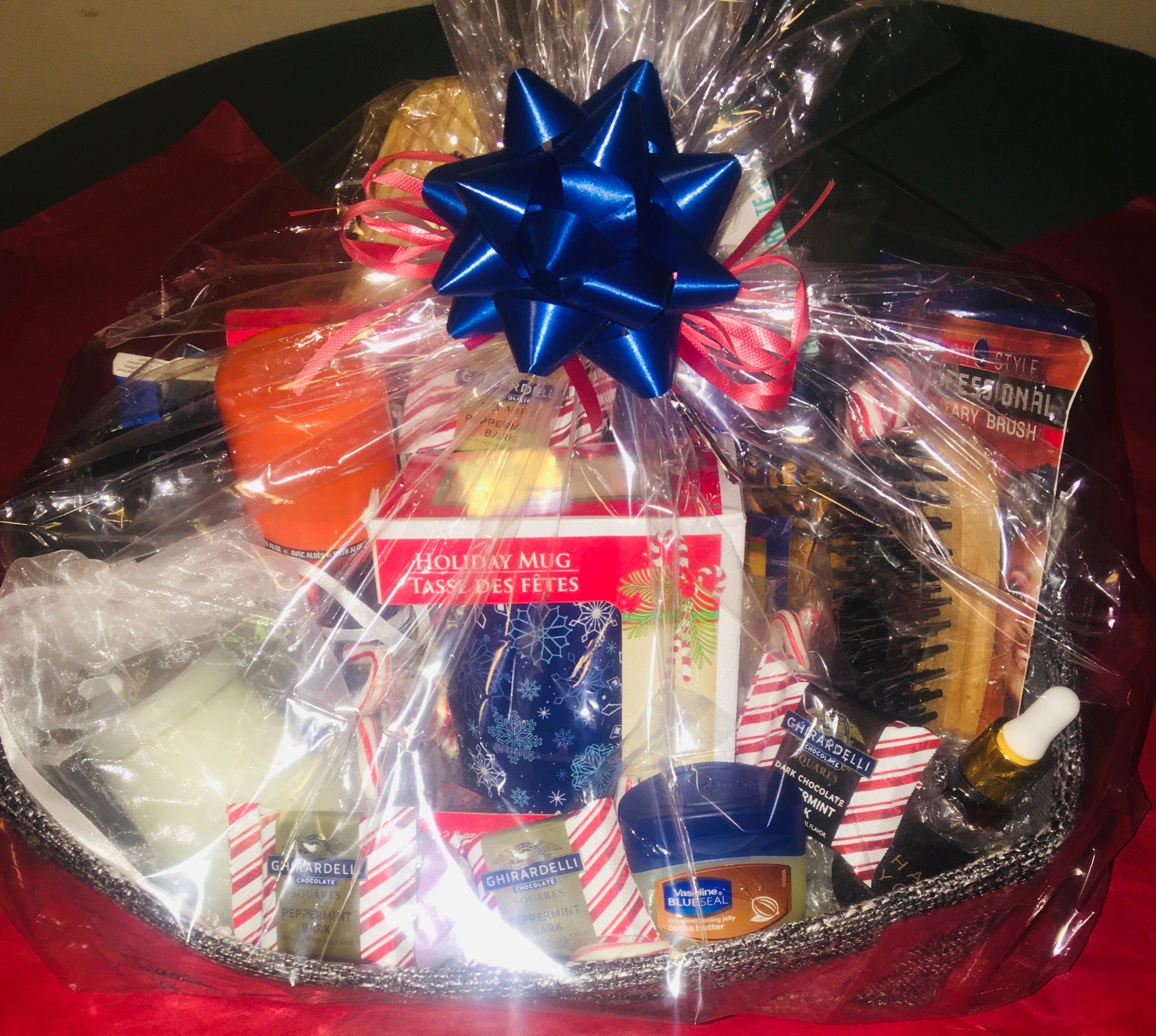 Customized men's self care gift basket with grooming and wellness products