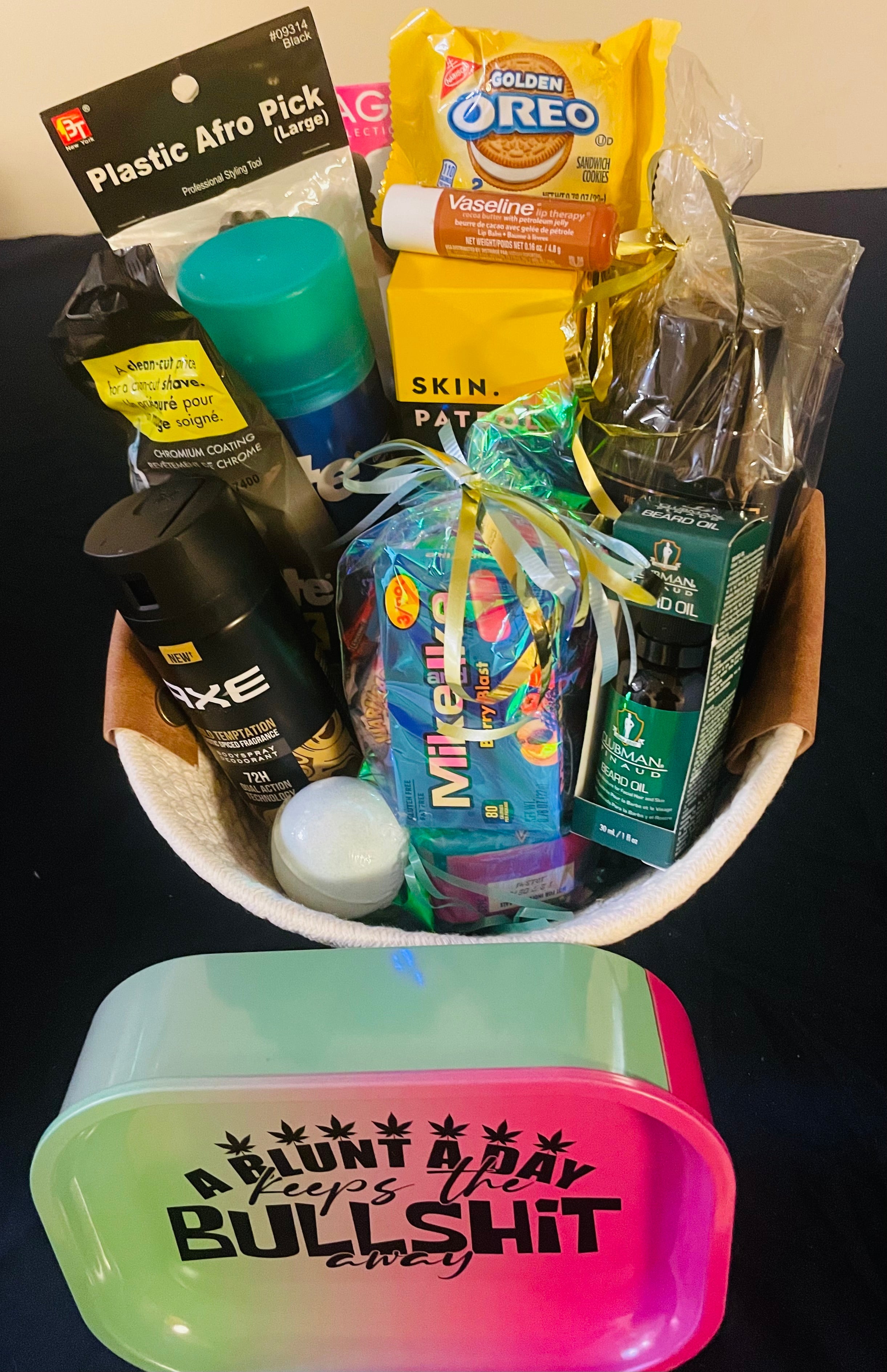 Customized 4/20 male medium gift basket with curated items for men