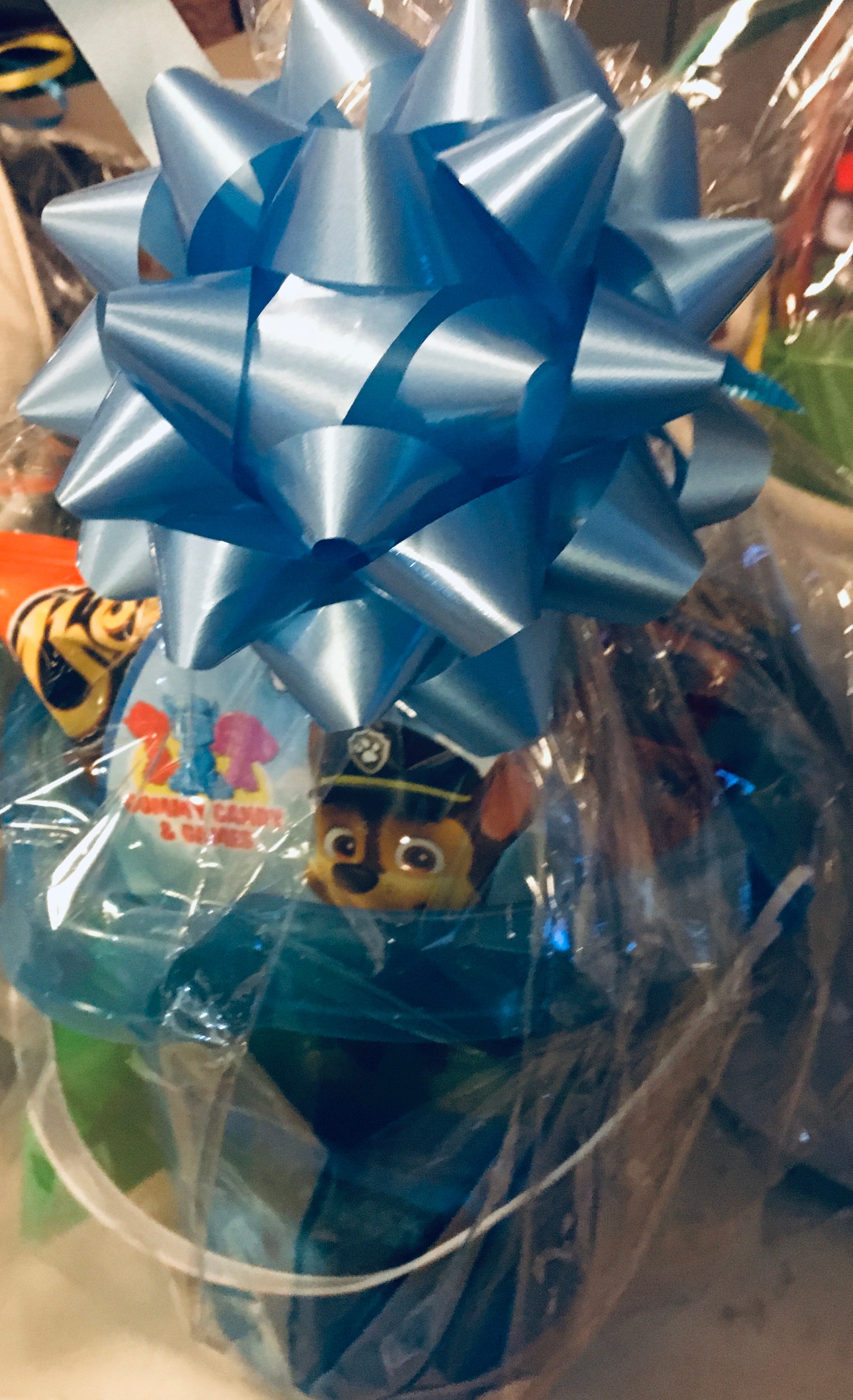 Customized boys gift basket with toys, treats and fun items for kids