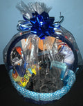 Customized men's self care gift basket with grooming and wellness products