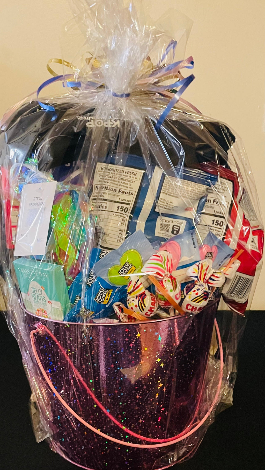 Customized medium gift basket for teenagers with fun and trendy items.