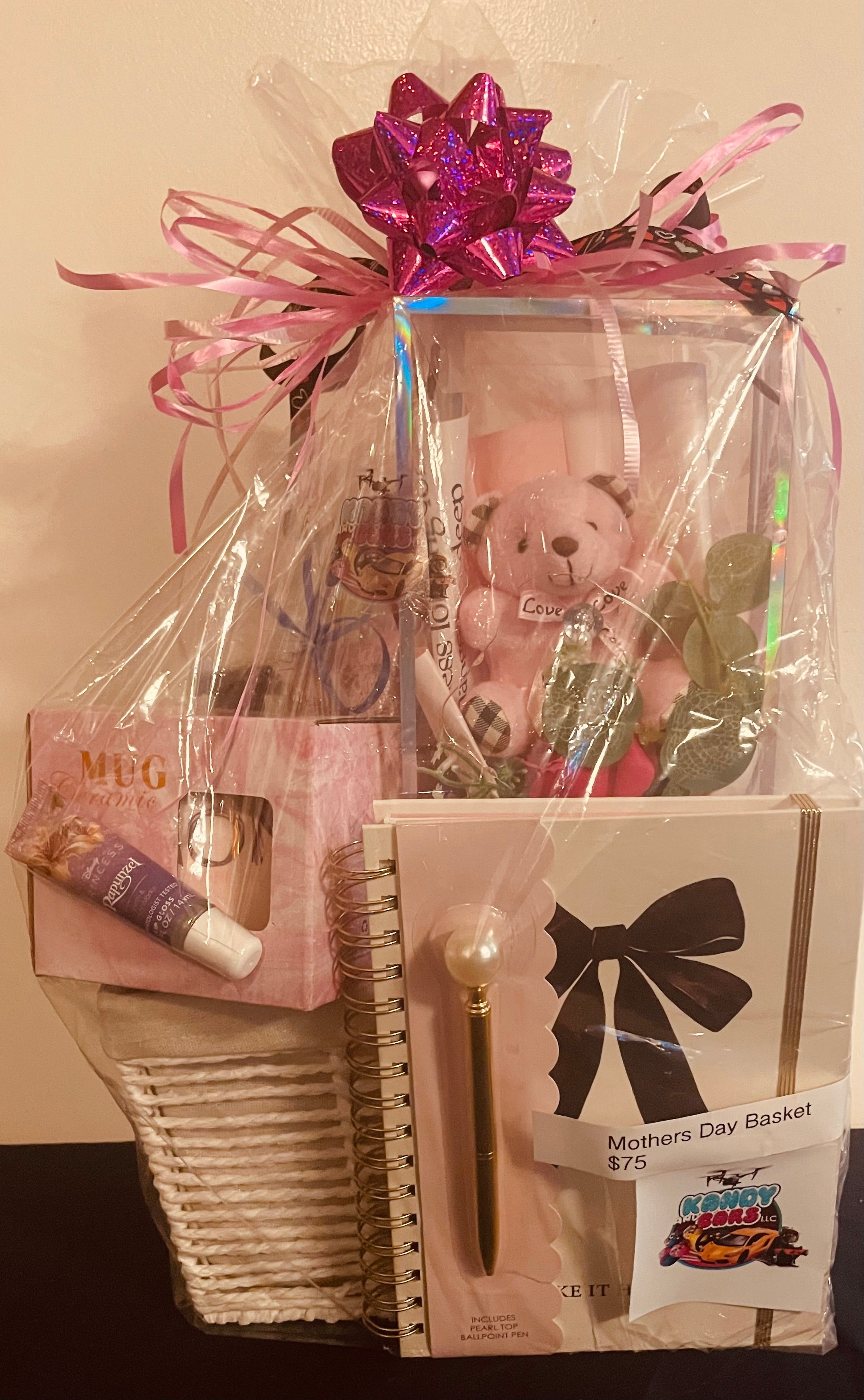 Mother's Day gift basket with premium treats and self-care items