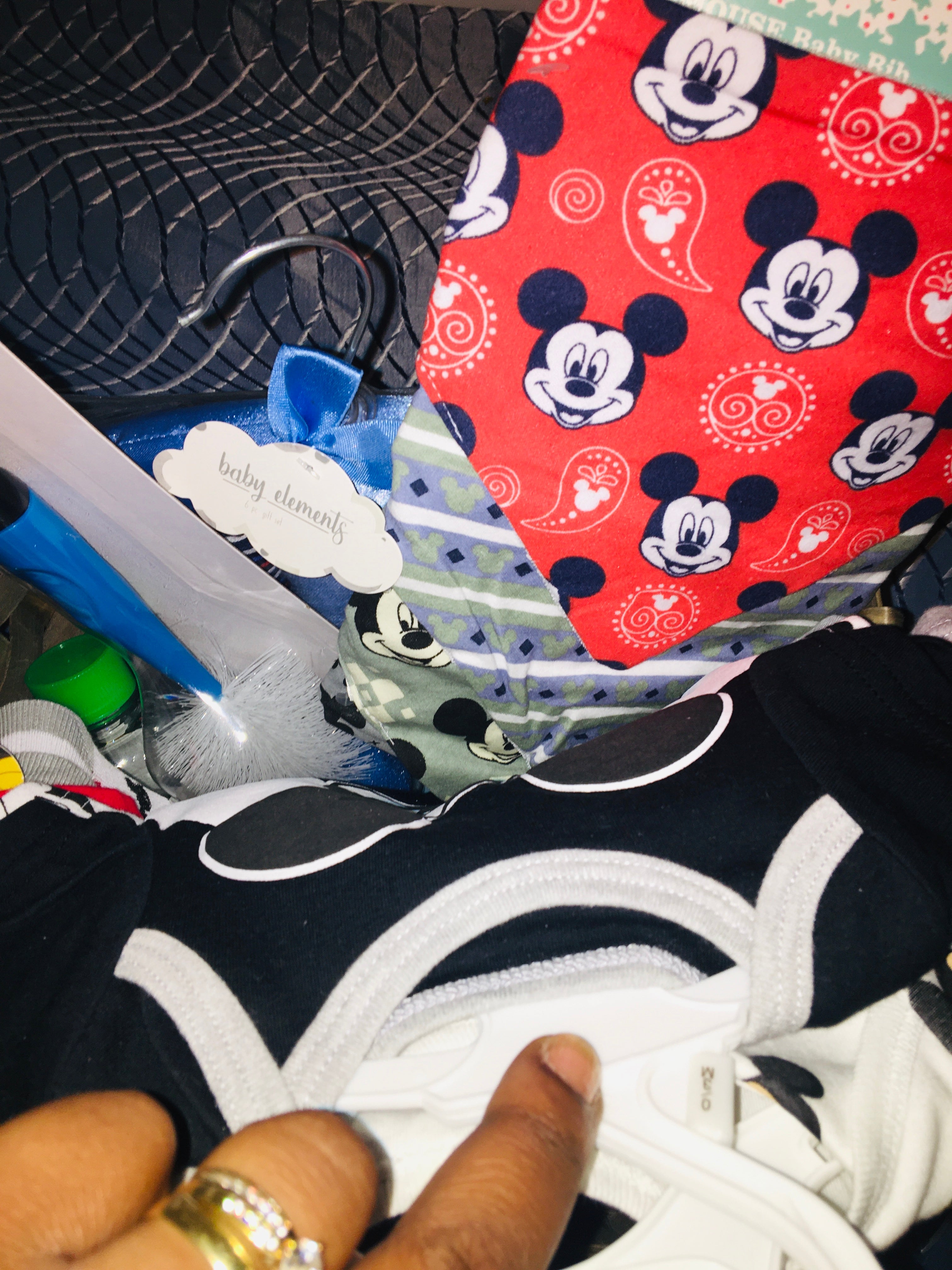 Customized- to-order Baby shower gift basket for boys with toys and essentials.