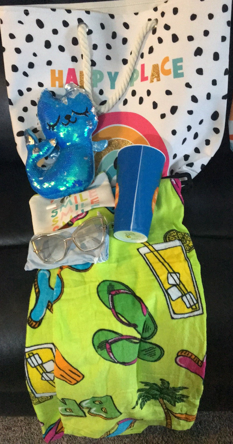 Kandy and Cars LLC beach gift basket with summer themed items