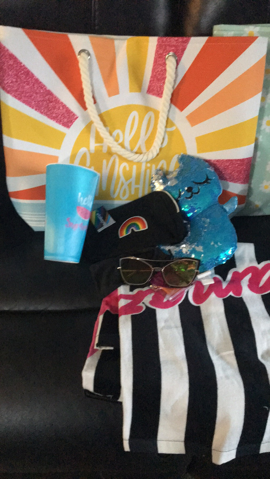 Kandy and Cars LLC beach gift basket with summer themed items