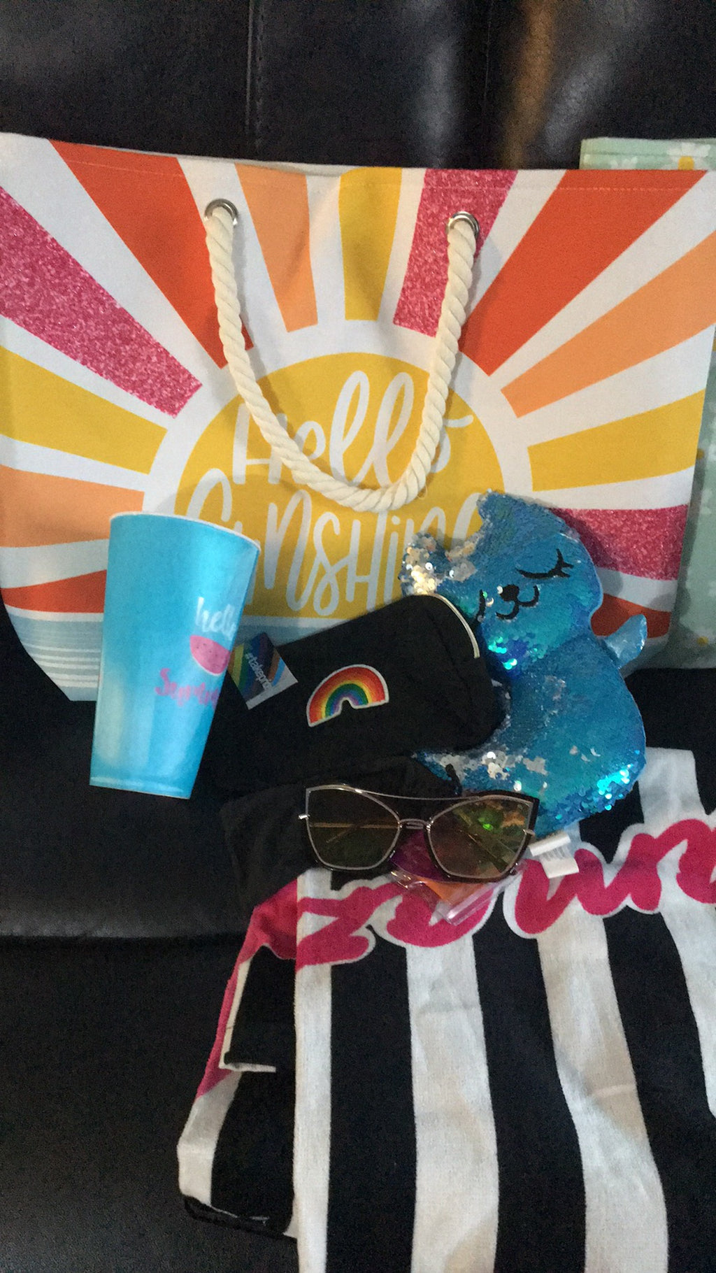 Kandy and Cars LLC beach gift basket with summer themed items