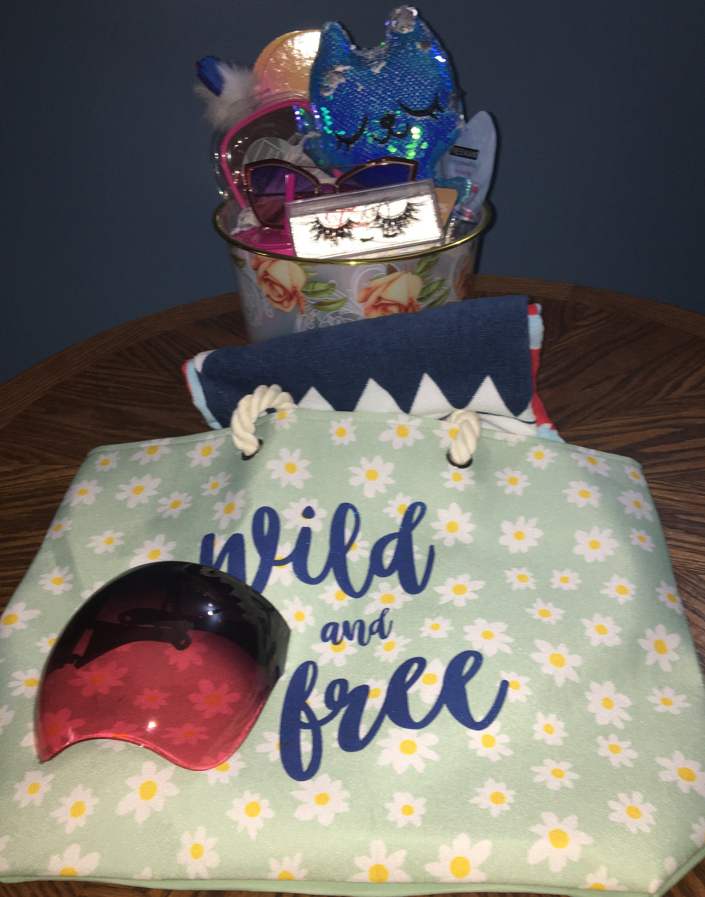 Kandy and Cars LLC beach gift basket with summer themed items