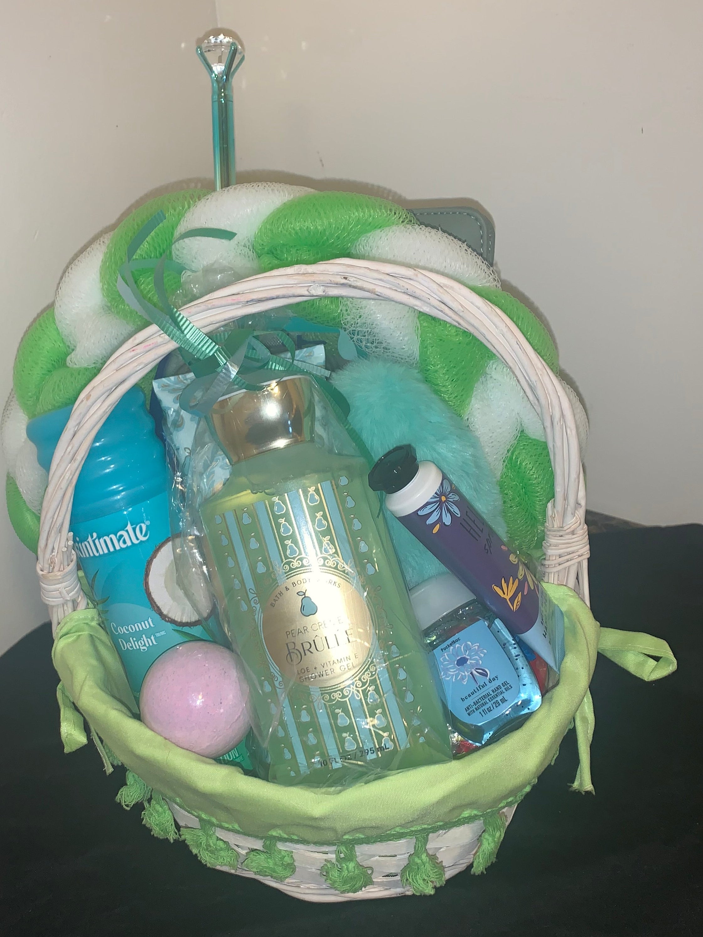 Medium spa and treats gift basket for women with self-care essentials