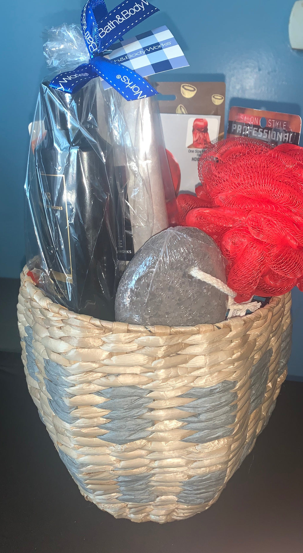 Customized men's self care gift basket with grooming and wellness products