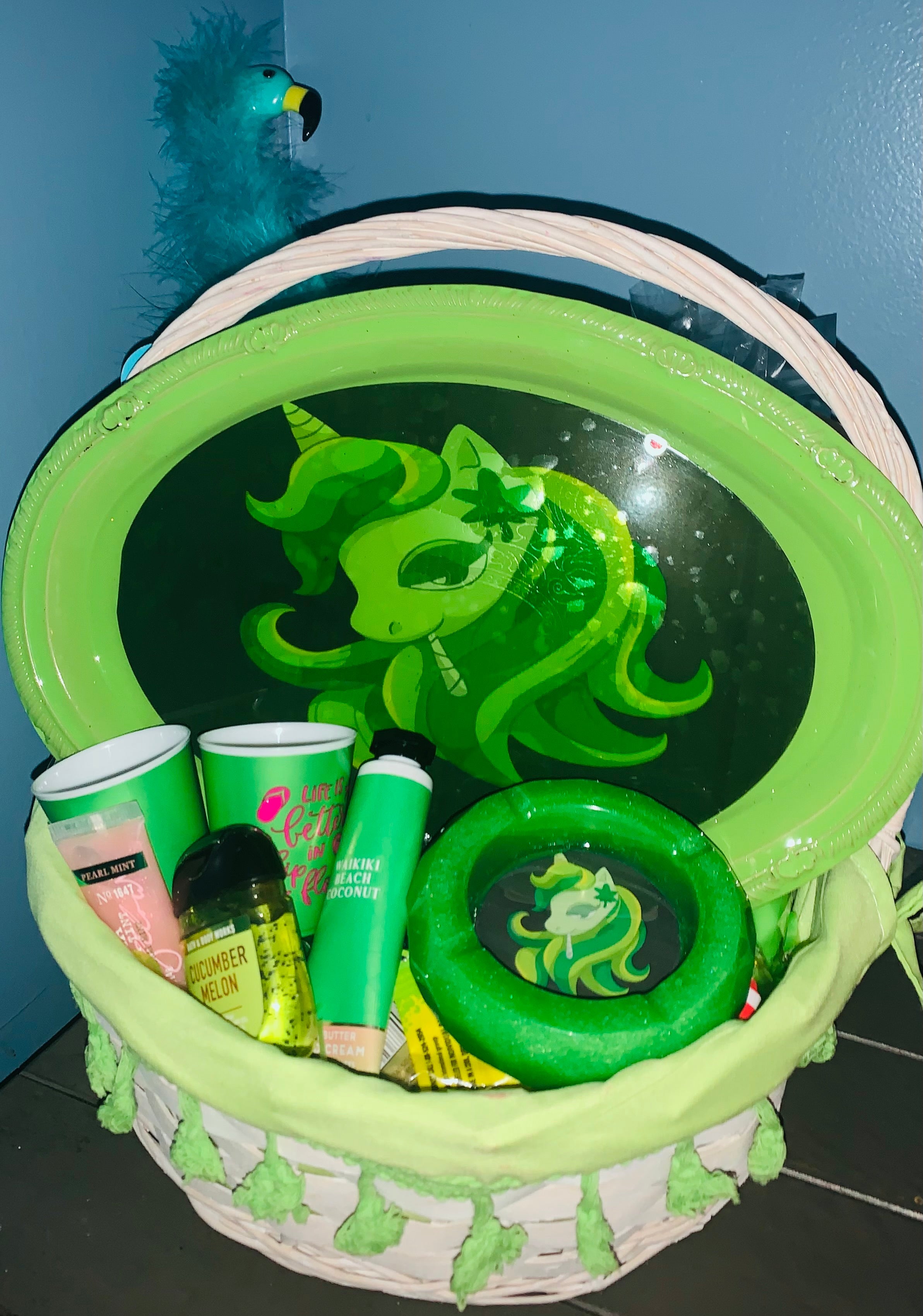 Customized 4/20 themed gift basket with curated goodies and treats