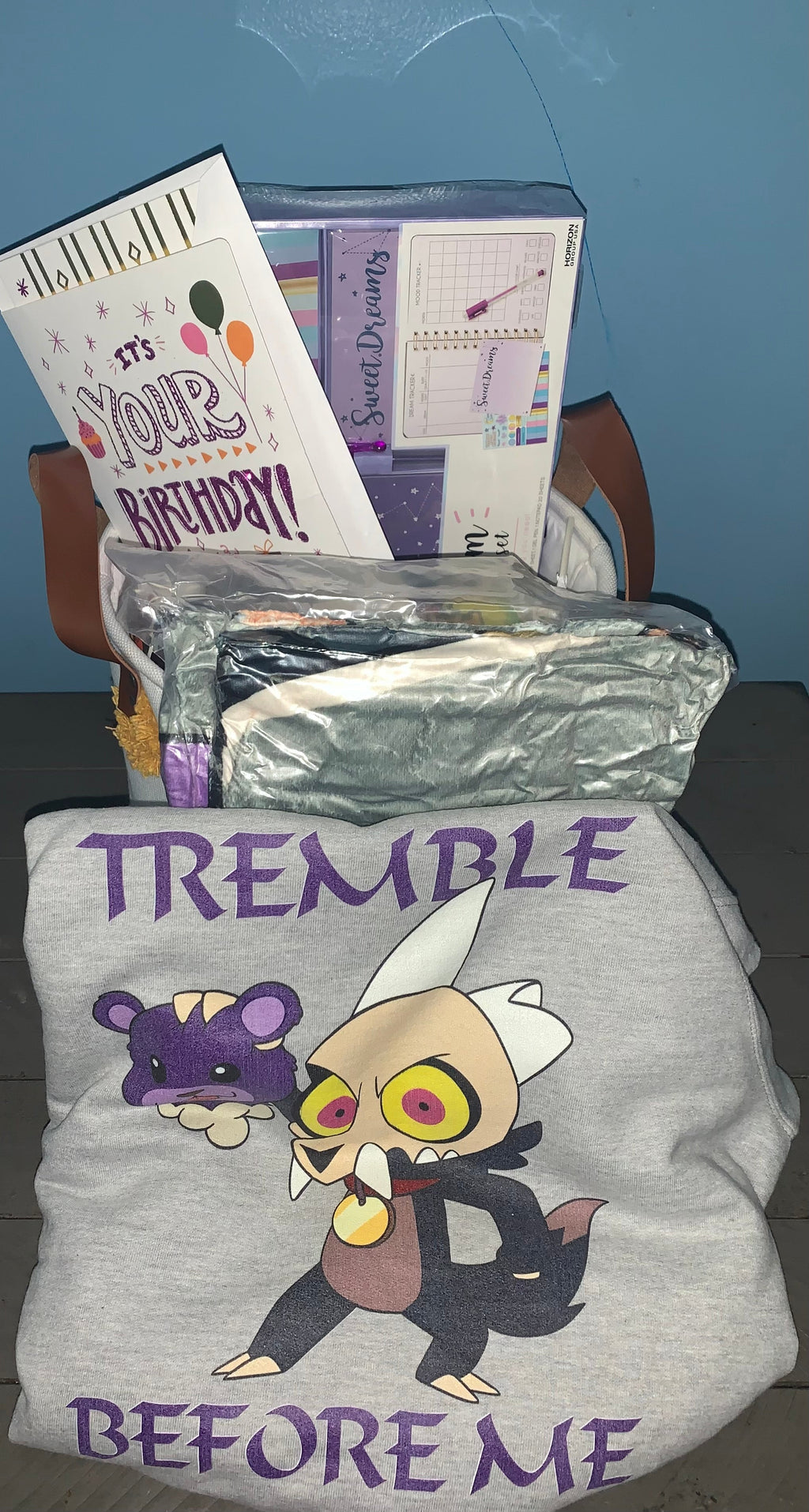 Customized medium gift basket for teenagers with fun and trendy items.