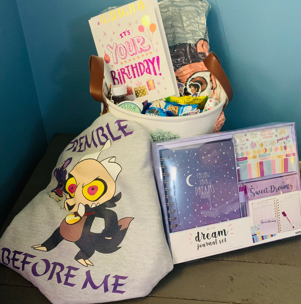 Customized medium gift basket for teenagers with fun and trendy items.